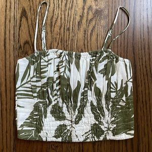 Abercrombie & Fitch Green and White Crop Top